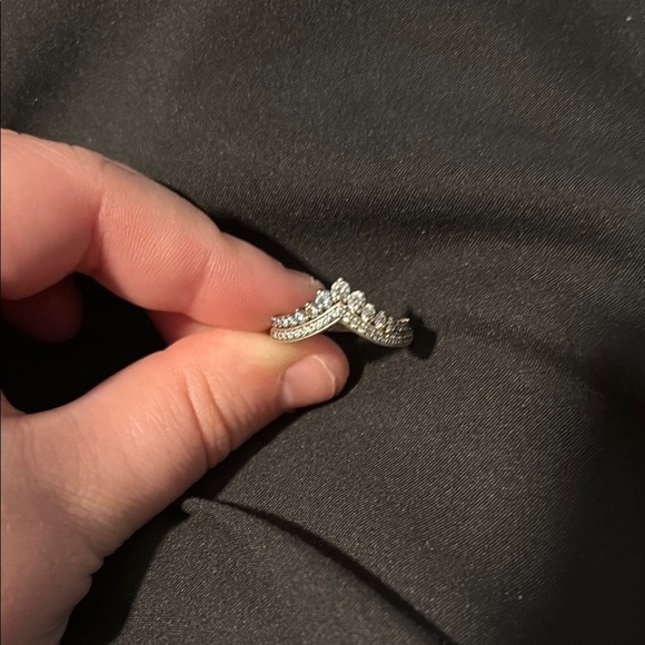 REPPOSTED SINCE CLEANED Pandora Sterling Silver Princess Wishbone Ring Set 7 - Picture 3 of 6